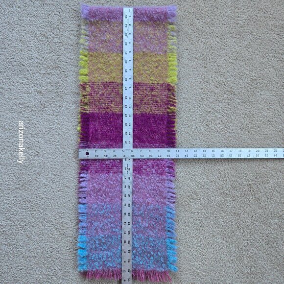NWOT Wool & Mohair Curly Scarf Avoca Purple Turquoise - Picture 3 of 14